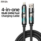 One Cable, All Your Devices – 4-in-1 Multi USB Charging Cable │كابل واحد لجميع أجهزتك – كابل شحن USB متعدد 4 في 1